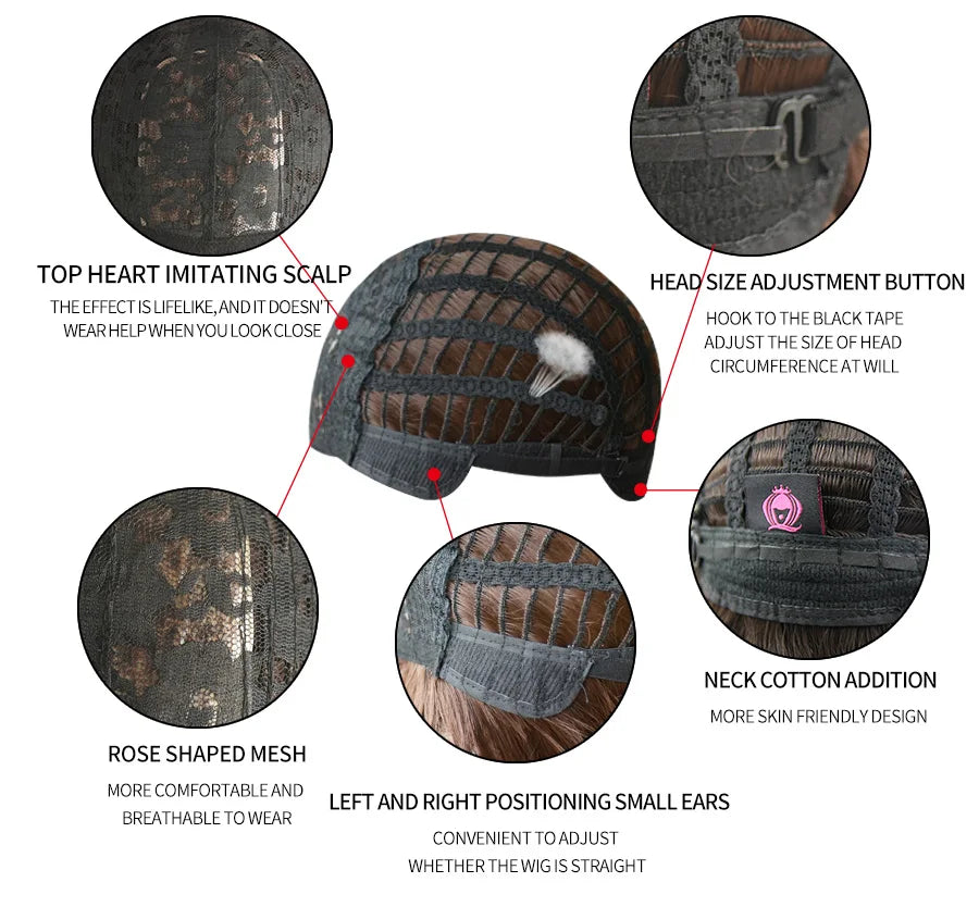 7JHH WIGS Popular Brown Ash Long Deep Wave Hair Lolita Wigs With Bangs Synthetic Wig For Women Fashion Thick Curls Wigs Girl