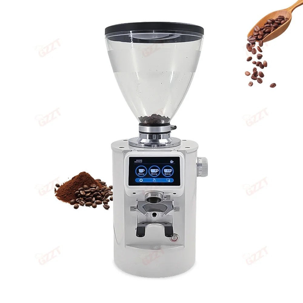 90MM Burr Automatic Coffee Grinder 3.5LBS Hopper Anti-jumping Bean Adjustable Thickness Cafe Grinding Machine Commercial Cafe