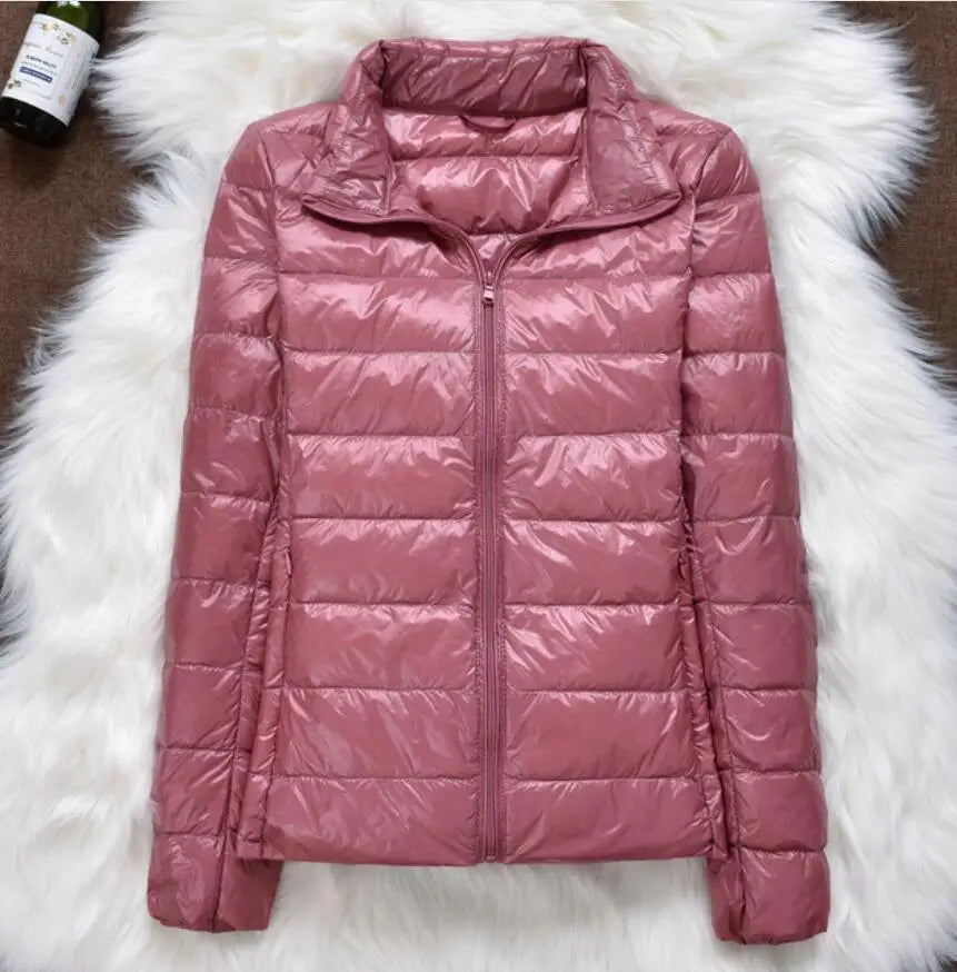 Winter Women Ultralight Thin Down Jacket White Duck Down Hooded Jackets Long Sleeve Warm Coat Parka Female Portable Outwear