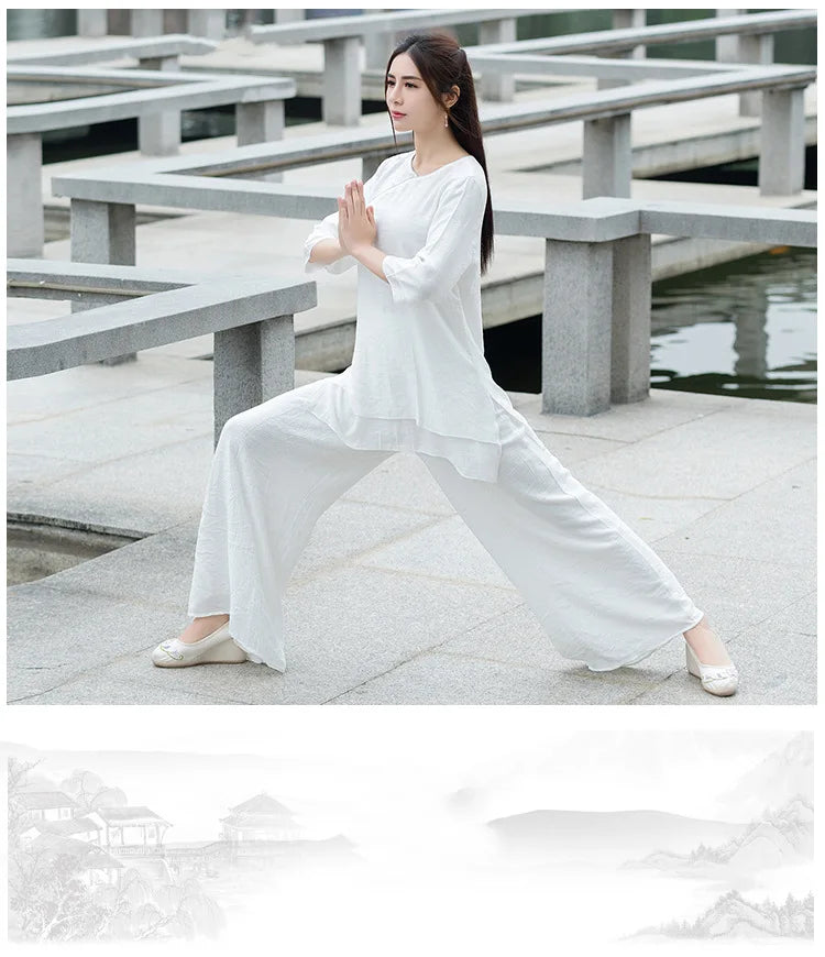 Yoga Clothes Women New Ethnic Style Meditation Clothes Cotton and Linen Loose Two-piece Suit Traditional Clothing for Women