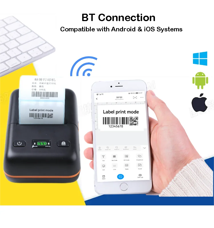 Portable Handheld Label Maker 58mm Warehouse Storage Shelf Label Shipping Package Label Sticker Printer