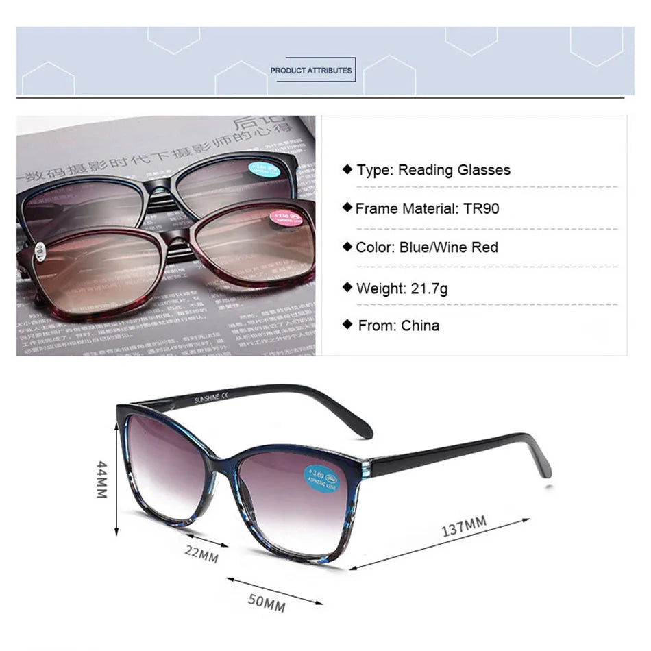 Sun Reading Glasses Women Brown Lens Floral Sunglasses Prebyopia Spectacles Eyeglasses Eyewear With Diopter +1.0to+4.0