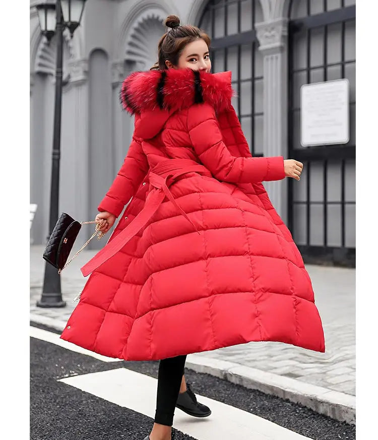 Women's Winter Warm Casual Fashion Long Hooded Jacket Down Jacket