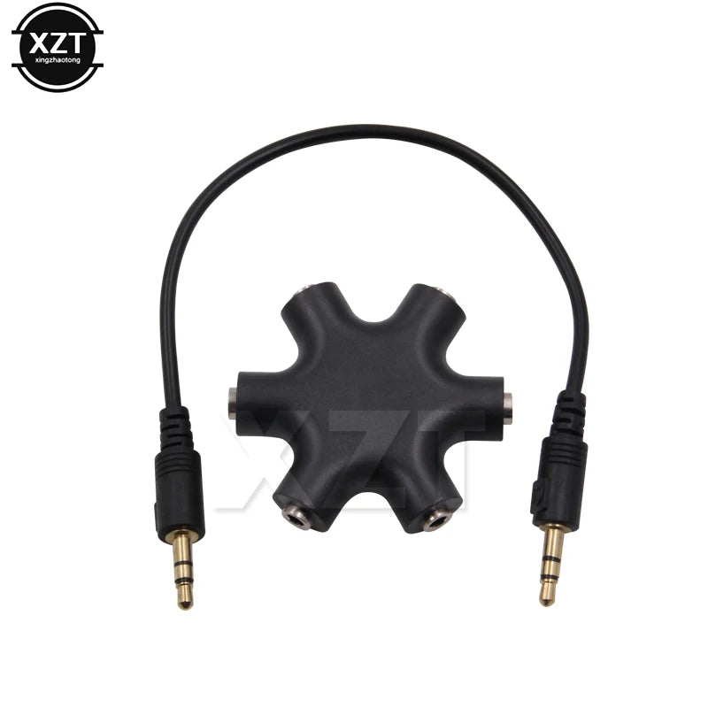 3.5mm Jack to 3.5 jack 6 Way Multi female Port Hub Aux Headphone jack Splitter Audio Cable Adapter Converter Earphone Accessory