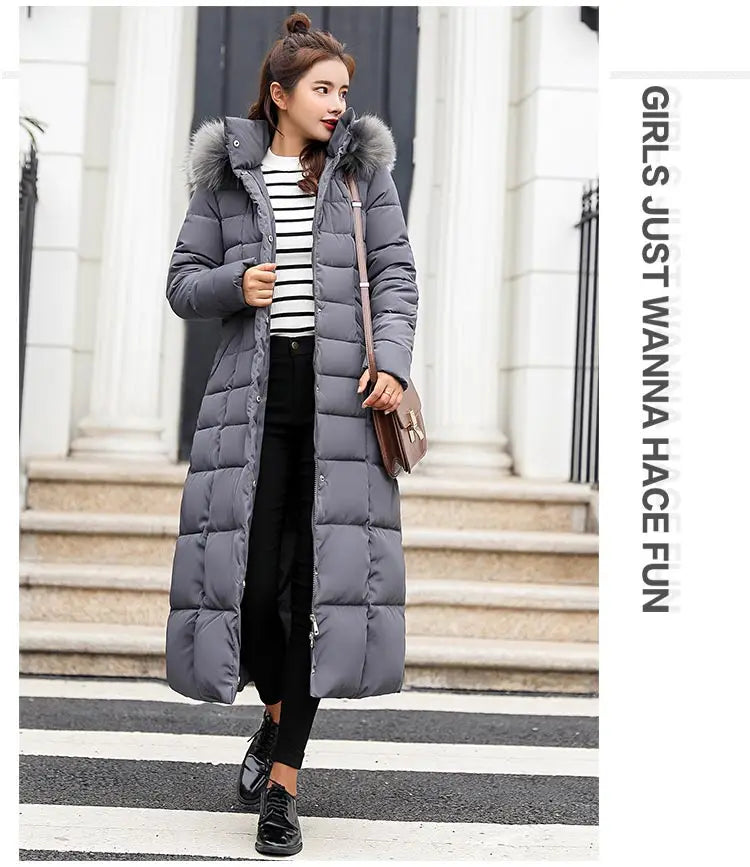 Women's Winter Warm Casual Fashion Long Hooded Jacket Down Jacket