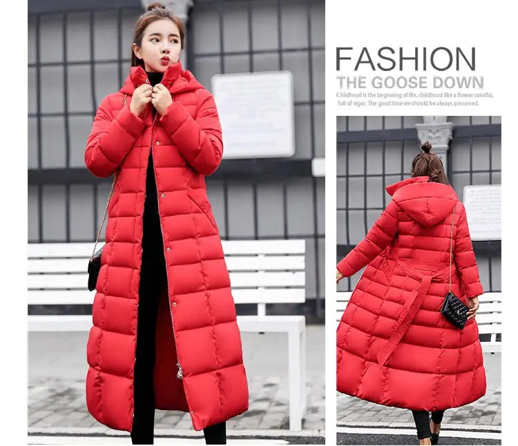 Women's Winter Warm Casual Fashion Long Hooded Jacket Down Jacket
