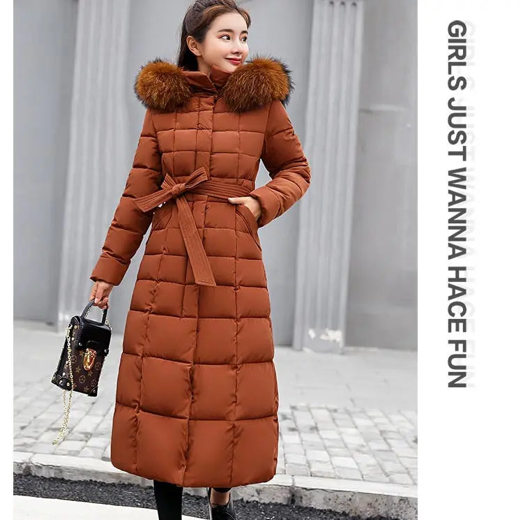 Women's Winter Warm Casual Fashion Long Hooded Jacket Down Jacket