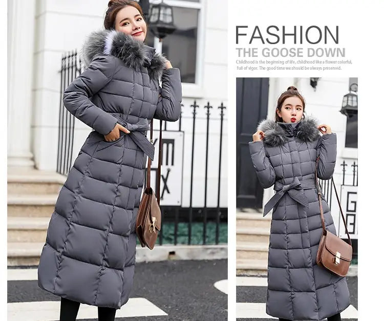 Women's Winter Warm Casual Fashion Long Hooded Jacket Down Jacket