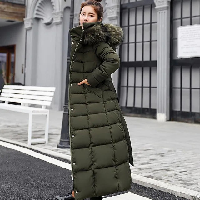 Women's Winter Warm Casual Fashion Long Hooded Jacket Down Jacket