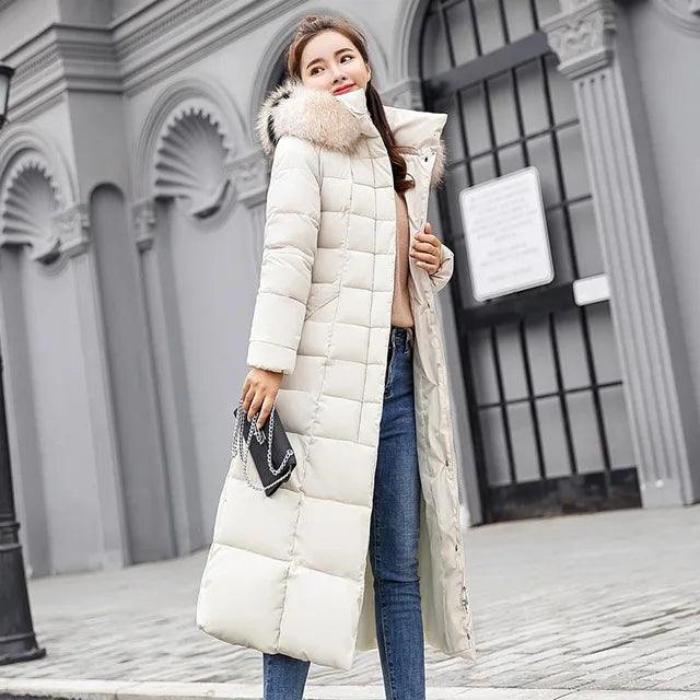 Women's Winter Warm Casual Fashion Long Hooded Jacket Down Jacket