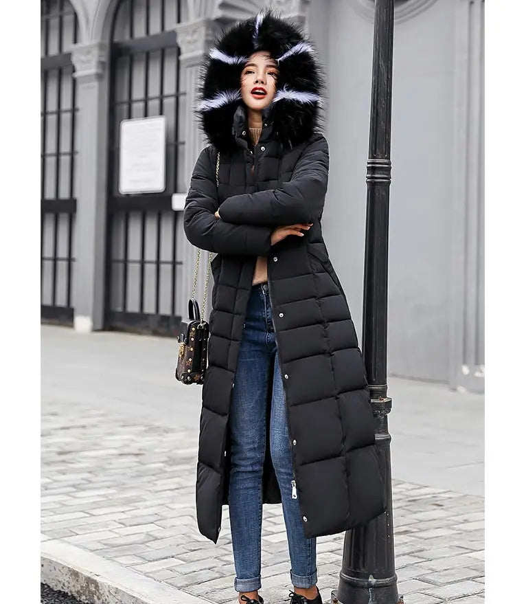 Women's Winter Warm Casual Fashion Long Hooded Jacket Down Jacket