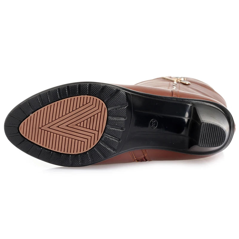 GKTINOO Winter Knee High Boots Warm Wool Fur Shoes Woman High Heels Soft Leather Non-slip Women's Winter Boots Footwear Botas