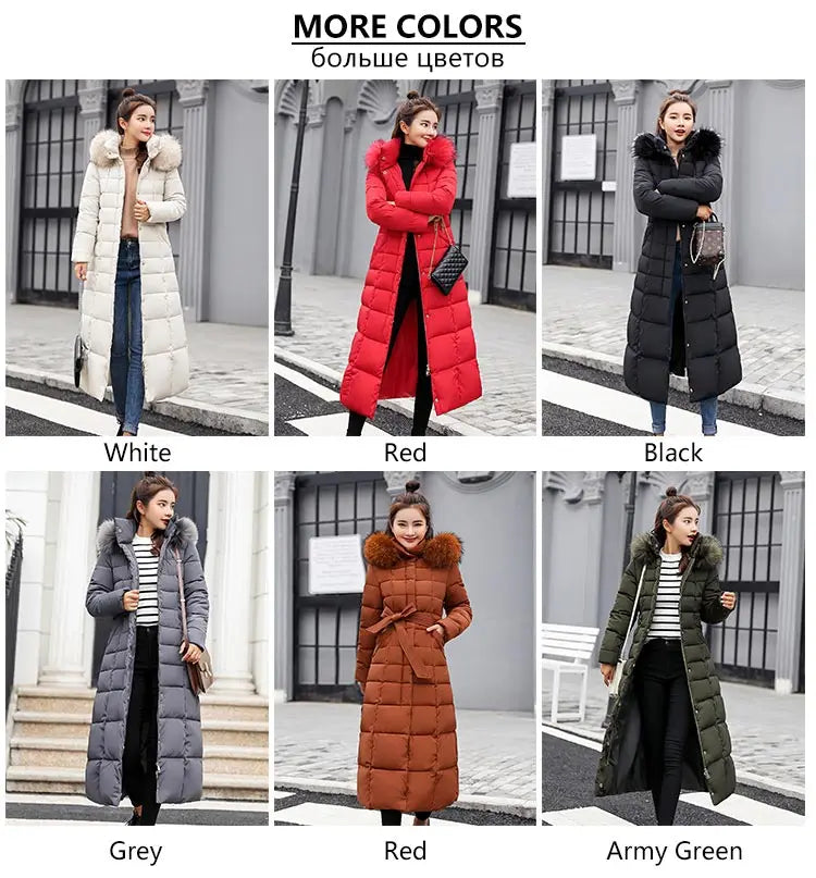 Women's Winter Warm Casual Fashion Long Hooded Jacket Down Jacket