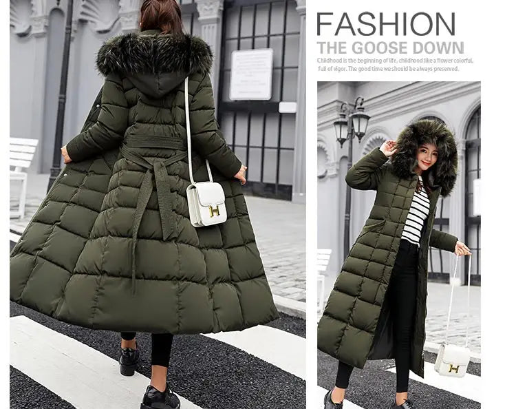 Women's Winter Warm Casual Fashion Long Hooded Jacket Down Jacket