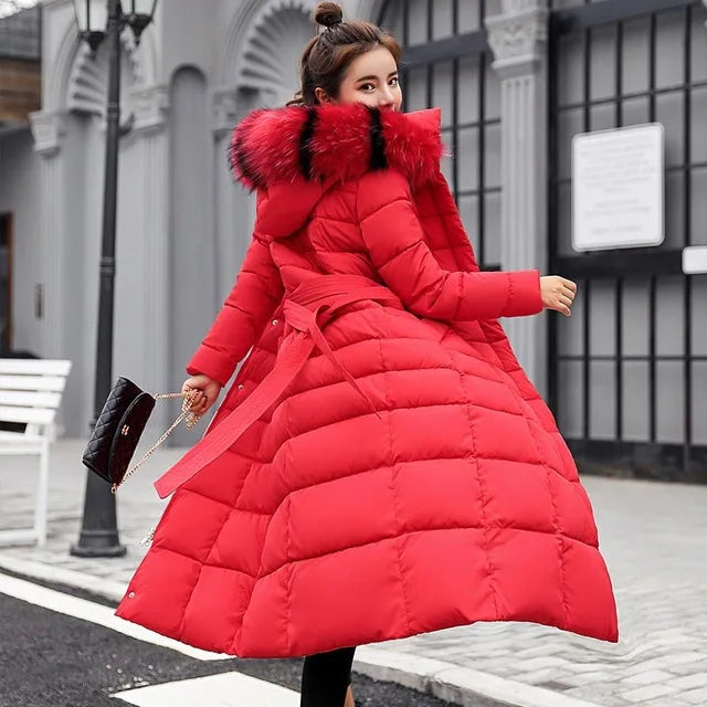 Women's Winter Warm Casual Fashion Long Hooded Jacket Down Jacket