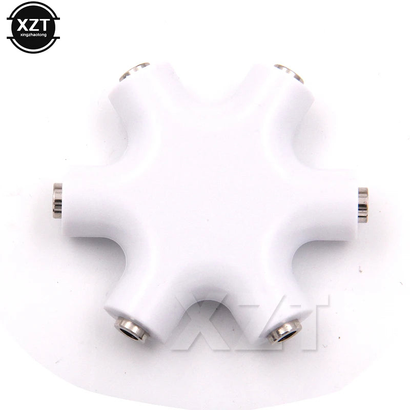 3.5mm Jack to 3.5 jack 6 Way Multi female Port Hub Aux Headphone jack Splitter Audio Cable Adapter Converter Earphone Accessory