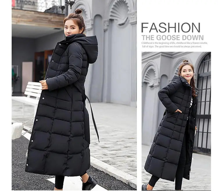 Women's Winter Warm Casual Fashion Long Hooded Jacket Down Jacket