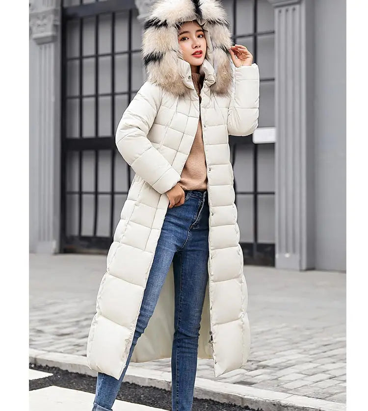Women's Winter Warm Casual Fashion Long Hooded Jacket Down Jacket