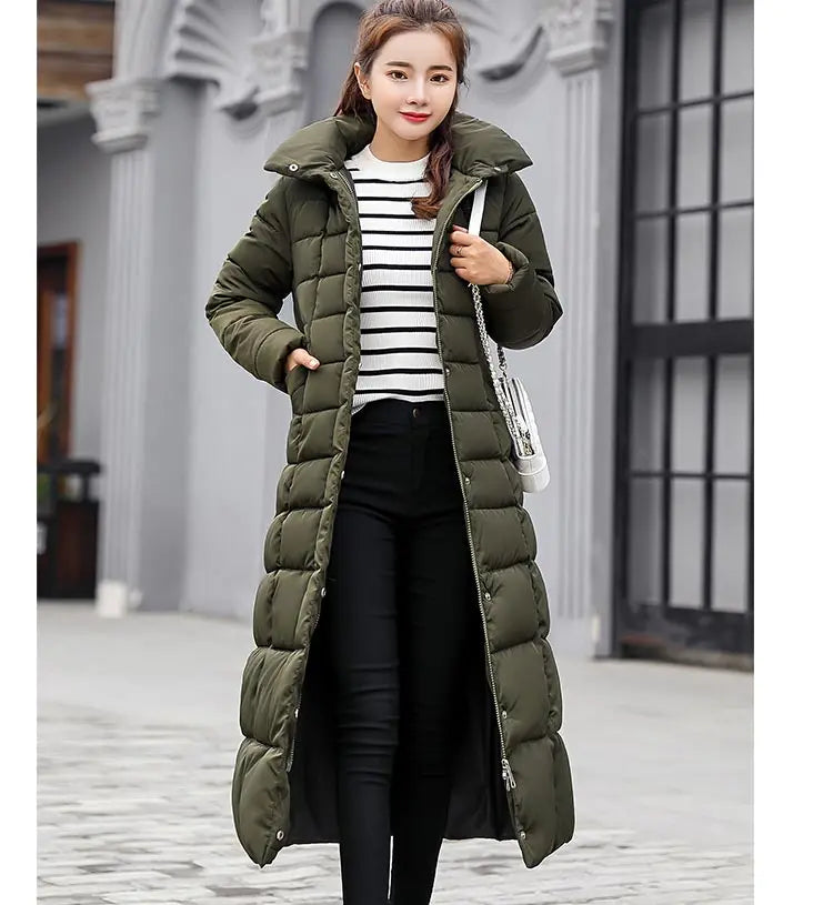 Women's Winter Warm Casual Fashion Long Hooded Jacket Down Jacket