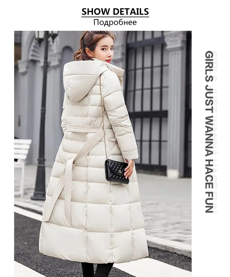 Women's Winter Warm Casual Fashion Long Hooded Jacket Down Jacket