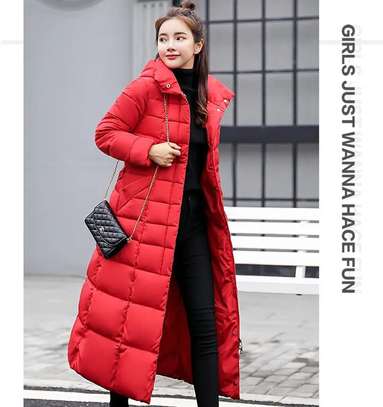 Women's Winter Warm Casual Fashion Long Hooded Jacket Down Jacket