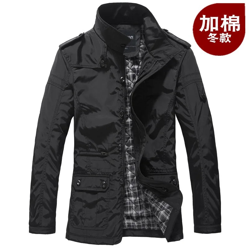 2025 Winter Men Jackets and Coats Leisure Windproof Thick Warm Jacket Men's Long Trench Coat Parka Clothing Drop Shipping