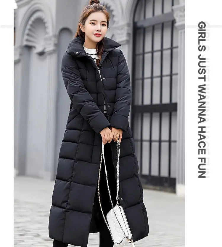 Women's Winter Warm Casual Fashion Long Hooded Jacket Down Jacket