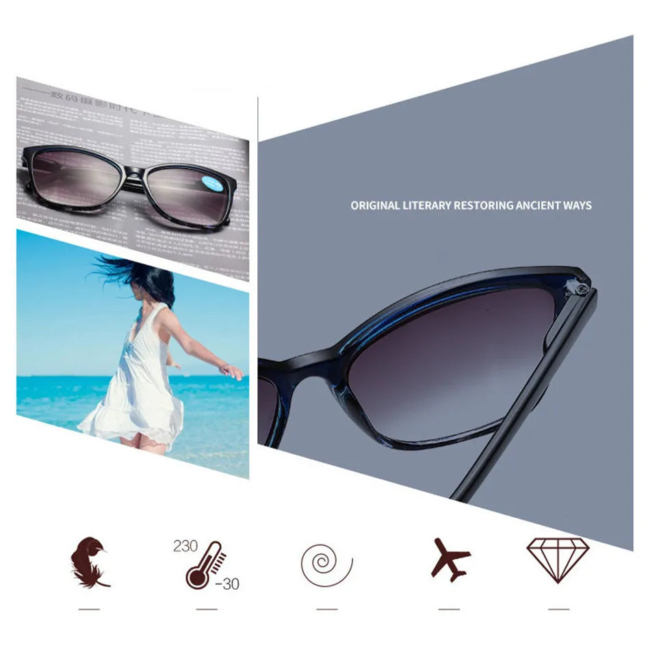 Sun Reading Glasses Women Brown Lens Floral Sunglasses Prebyopia Spectacles Eyeglasses Eyewear With Diopter +1.0to+4.0