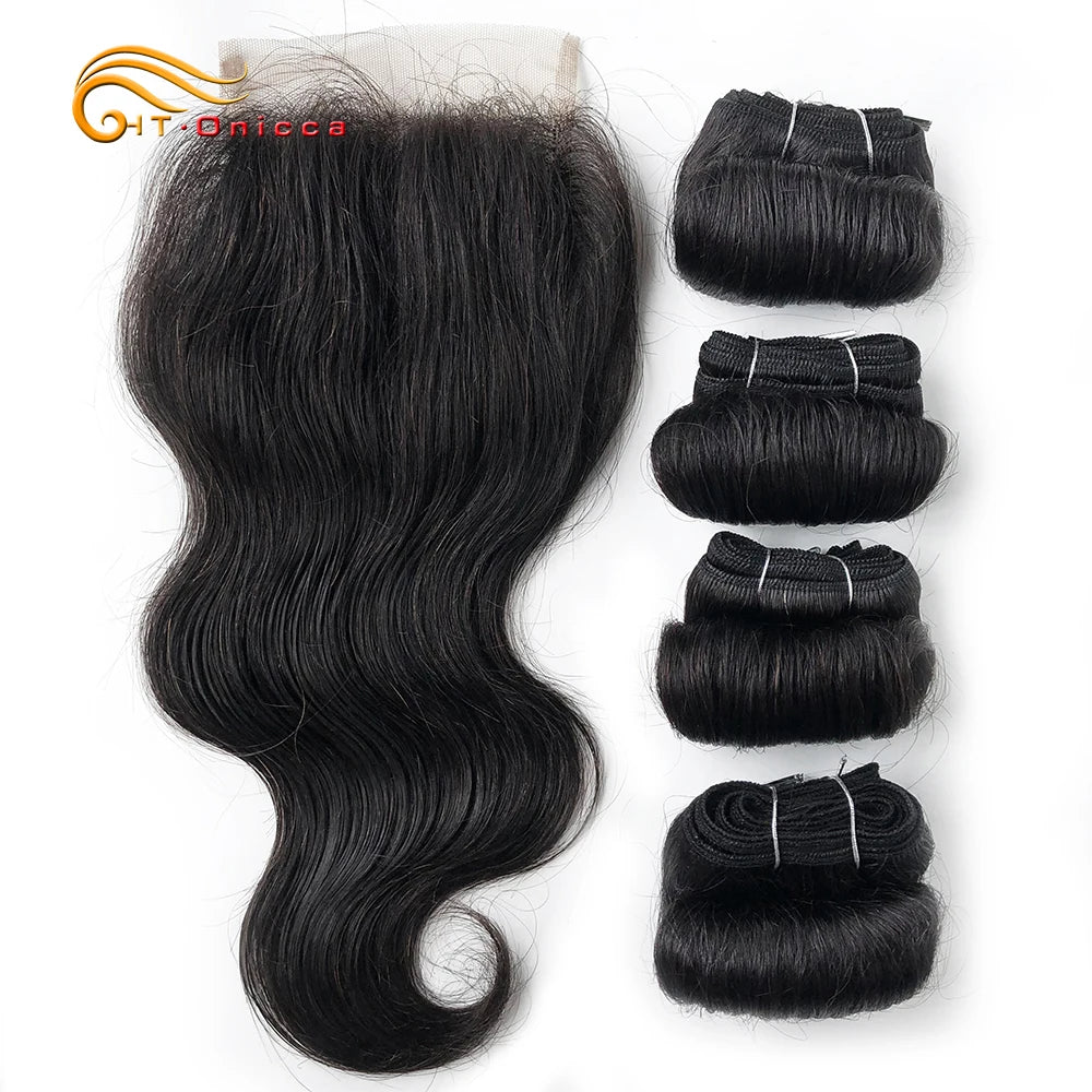 Body Wave Bundles With Closure Brazilian Hair Weave Bundles 13x4 Lace Frontal With Bundles Remy Human Hair Extensions