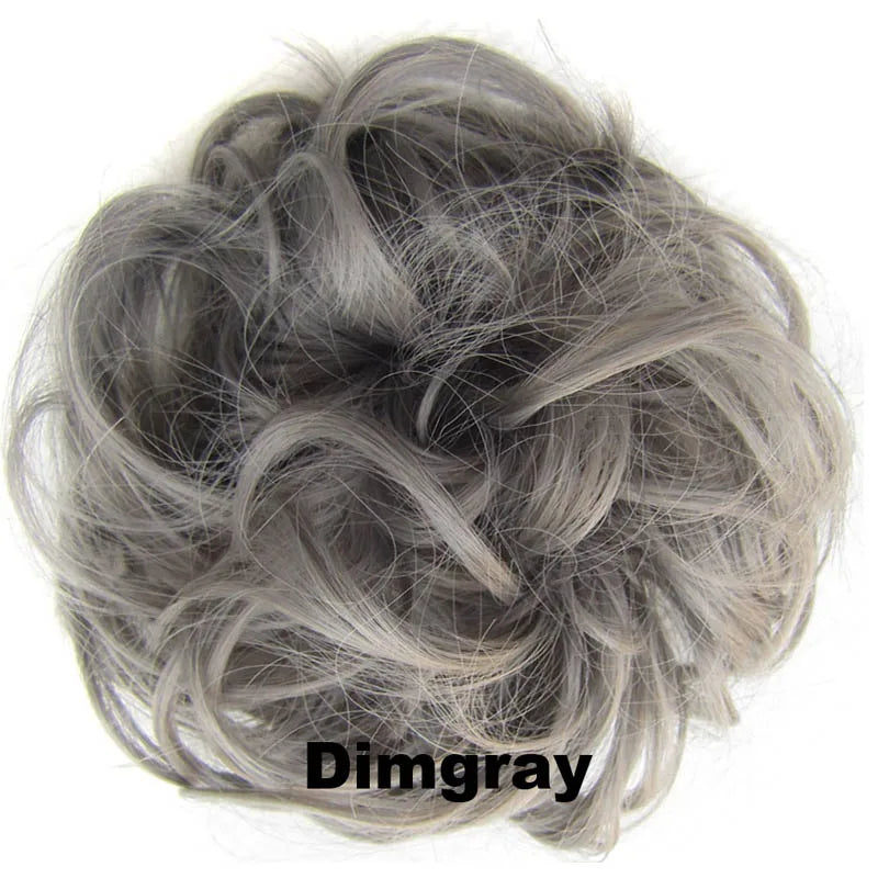 Jeedou Synthetic Messy Curly Hair Bun Chignon Donut Pad Elastic Hair Rope Rubber Band Hairpiece For Woman