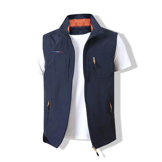 Men Waistcoat Jackets Vest 2025 Spring New Solid Color Stand Collar Climbing Hiking Work Sleeveless with Pocket M-6Xl Brand Sale