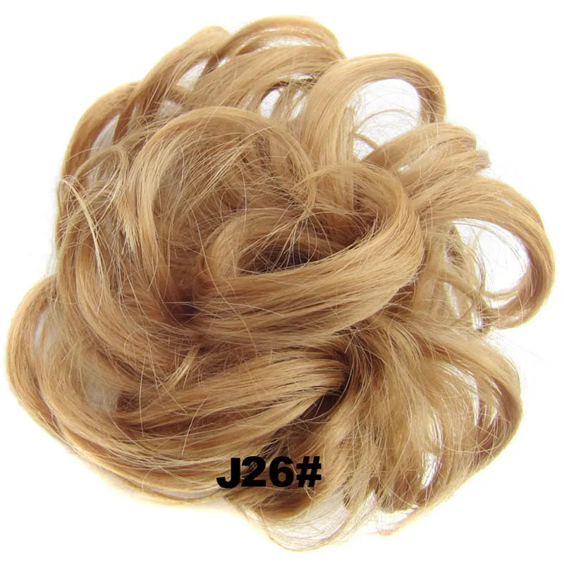 Jeedou Synthetic Messy Curly Hair Bun Chignon Donut Pad Elastic Hair Rope Rubber Band Hairpiece For Woman