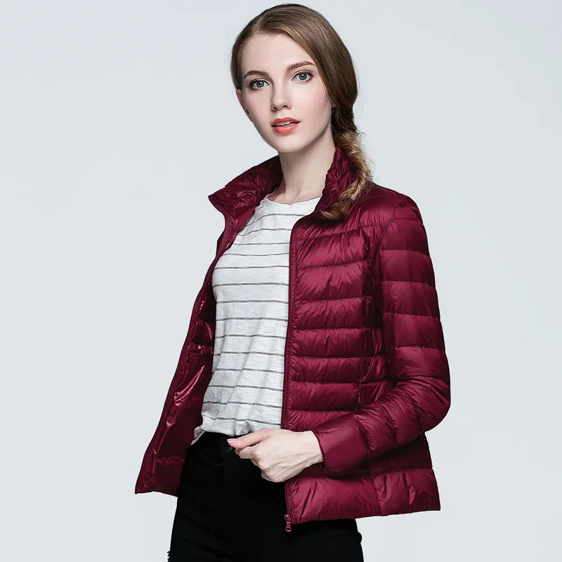 2024 New Casual 90% Ultra Light White Duck Down Jacket Women Autumn Winter Warm Coat Lady Plus Size Jackets Female Hooded Parka