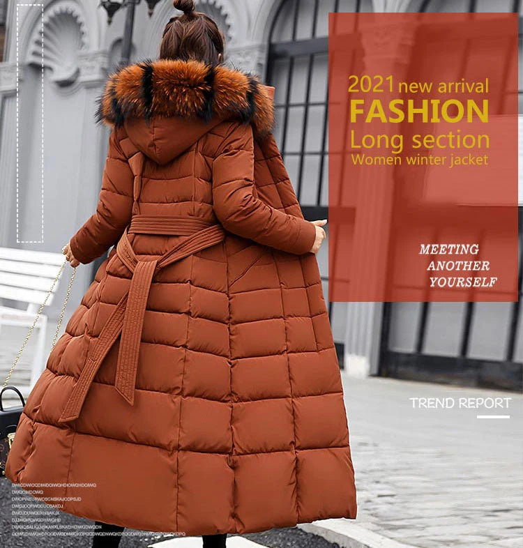 Women's Winter Warm Casual Fashion Long Hooded Jacket Down Jacket