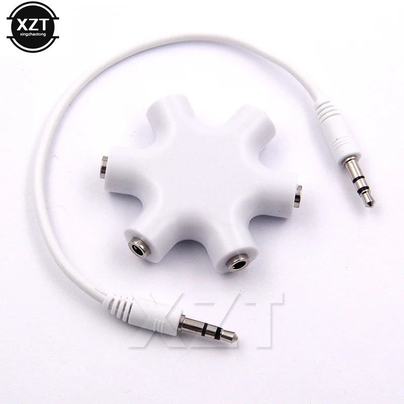 3.5mm Jack to 3.5 jack 6 Way Multi female Port Hub Aux Headphone jack Splitter Audio Cable Adapter Converter Earphone Accessory