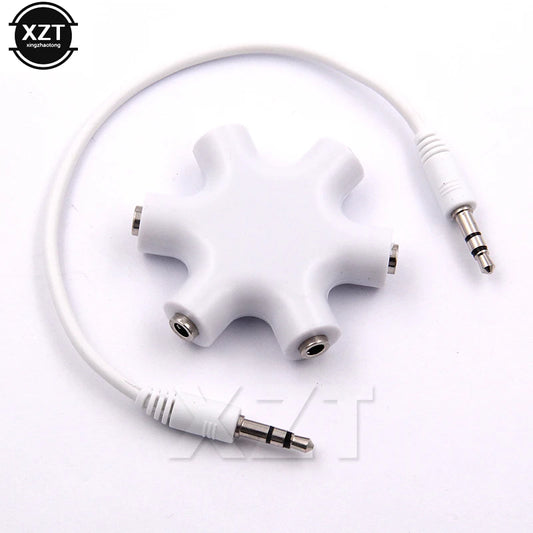 3.5mm Jack to 3.5 jack 6 Way Multi female Port Hub Aux Headphone jack Splitter Audio Cable Adapter Converter Earphone Accessory