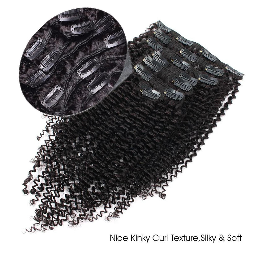 Kinky Curly Clip in Hair Extension Maxine 3C 4A Afro Kinky Curly Clip in Human Hair Extensions Women 120g/set clip-in Full Head