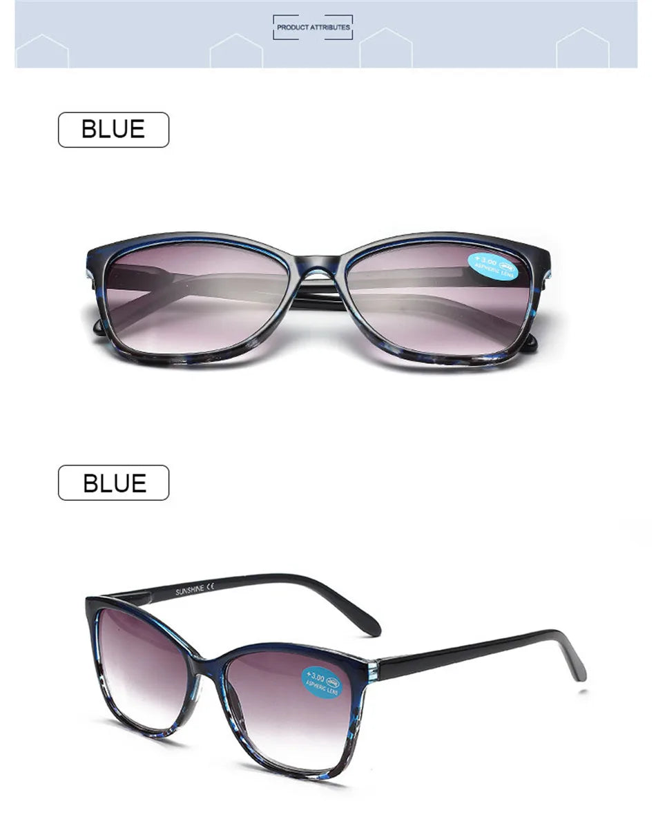 Sun Reading Glasses Women Brown Lens Floral Sunglasses Prebyopia Spectacles Eyeglasses Eyewear With Diopter +1.0to+4.0