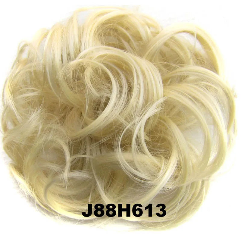 Jeedou Synthetic Messy Curly Hair Bun Chignon Donut Pad Elastic Hair Rope Rubber Band Hairpiece For Woman