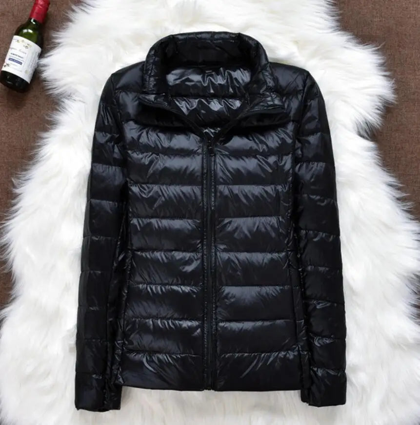 Winter Women Ultralight Thin Down Jacket White Duck Down Hooded Jackets Long Sleeve Warm Coat Parka Female Portable Outwear