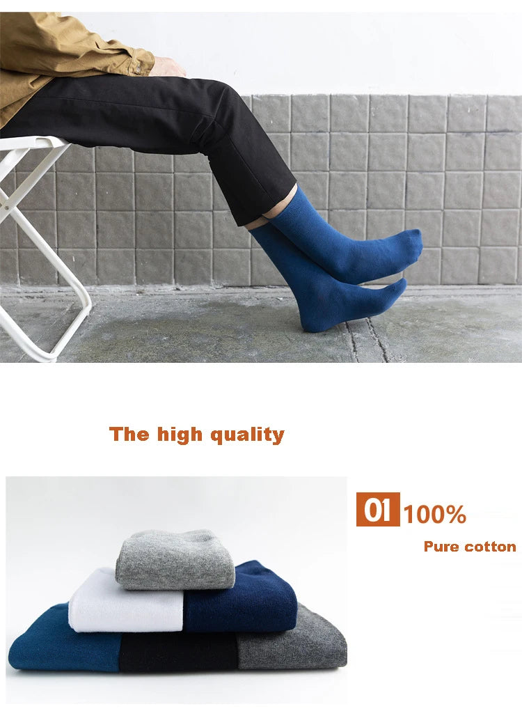 5Pairs New High Quality Business Casual Men Socks Black Men's Dress Long Socks Autumn Keep Warm Colorful Full Happy Socks Male