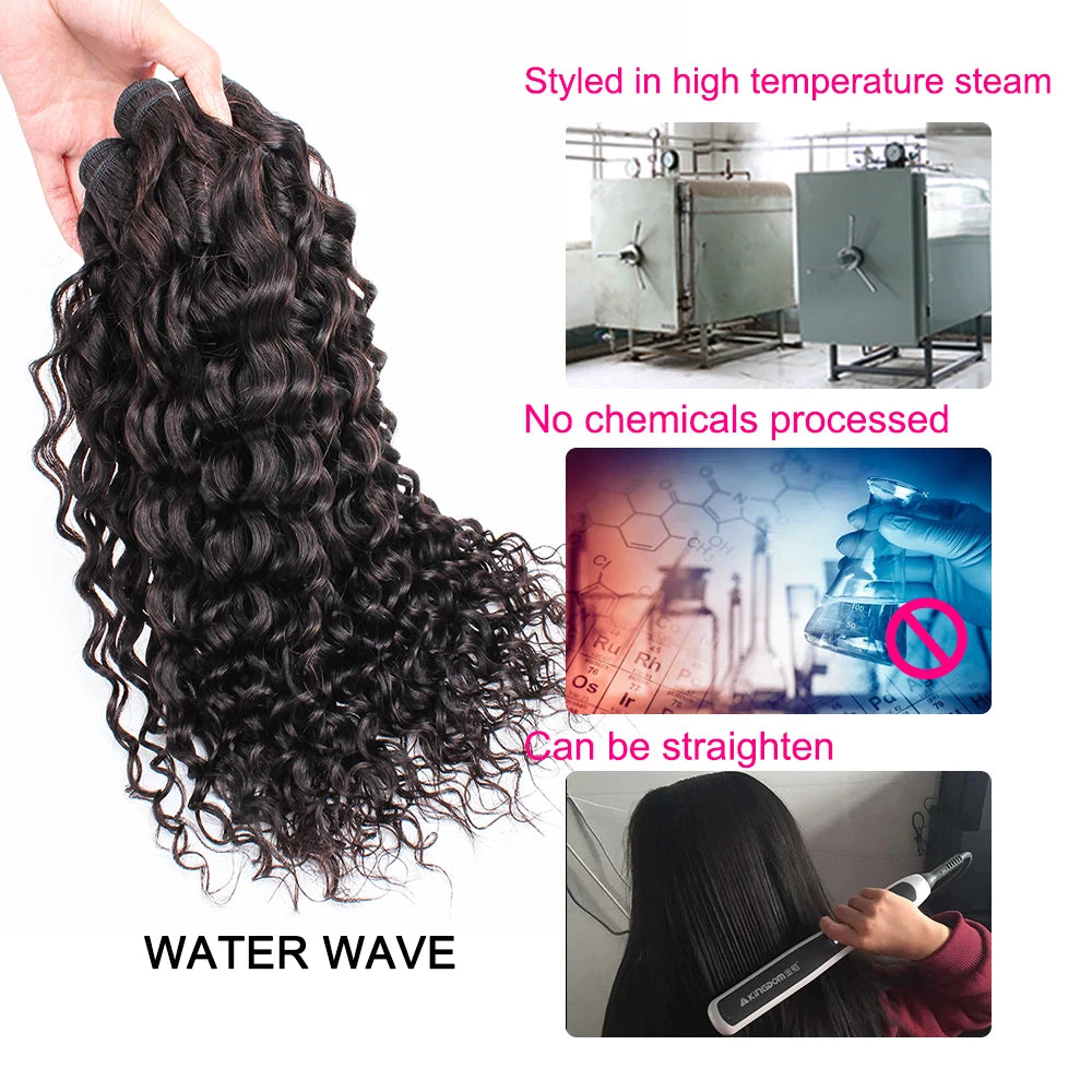 Natural Color Water Wave Hair Bundles 400g/Lot For Full Head Indian Curly Human Hair 10-30 Inches Remy Hair Extension