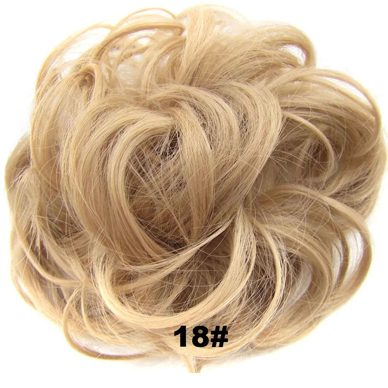 Jeedou Synthetic Messy Curly Hair Bun Chignon Donut Pad Elastic Hair Rope Rubber Band Hairpiece For Woman