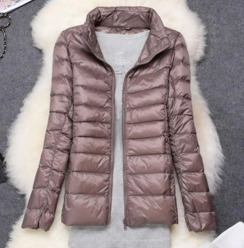 Winter Women Ultralight Thin Down Jacket White Duck Down Hooded Jackets Long Sleeve Warm Coat Parka Female Portable Outwear