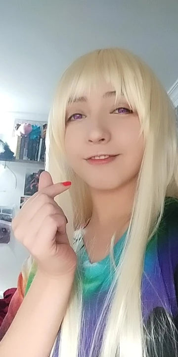 Long Straight Cosplay Wig Black Purple Black Red Pink Blue Dark Brown 100 Cm Synthetic Hair Wigs