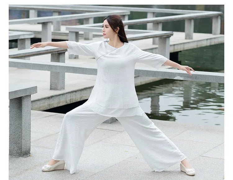 Yoga Clothes Women New Ethnic Style Meditation Clothes Cotton and Linen Loose Two-piece Suit Traditional Clothing for Women