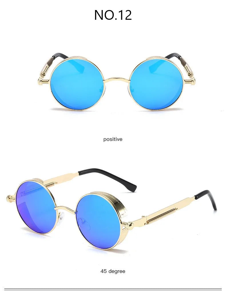 Metal Steampunk Sunglasses Men Women Fashion Round Glasses Brand Designer Vintage Sun Glasses High Quality Oculos de sol UV400