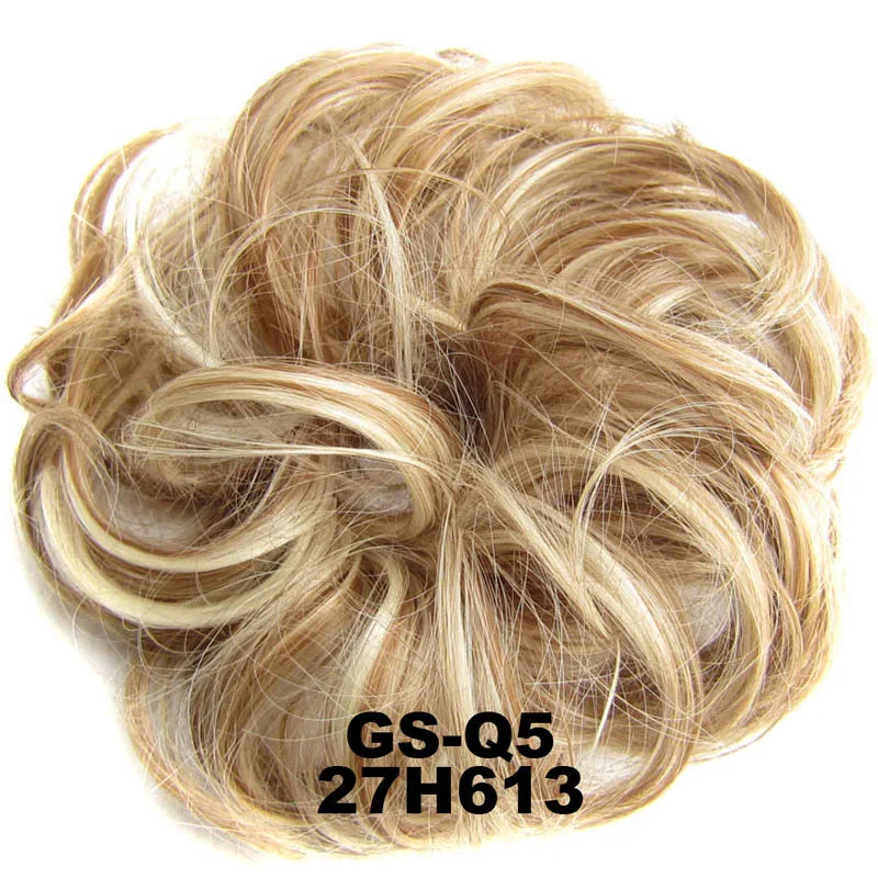 Jeedou Synthetic Messy Curly Hair Bun Chignon Donut Pad Elastic Hair Rope Rubber Band Hairpiece For Woman