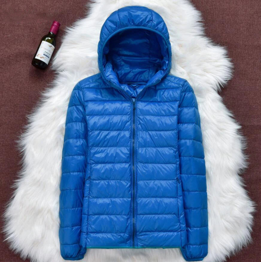 Winter Women Ultralight Thin Down Jacket White Duck Down Hooded Jackets Long Sleeve Warm Coat Parka Female Portable Outwear