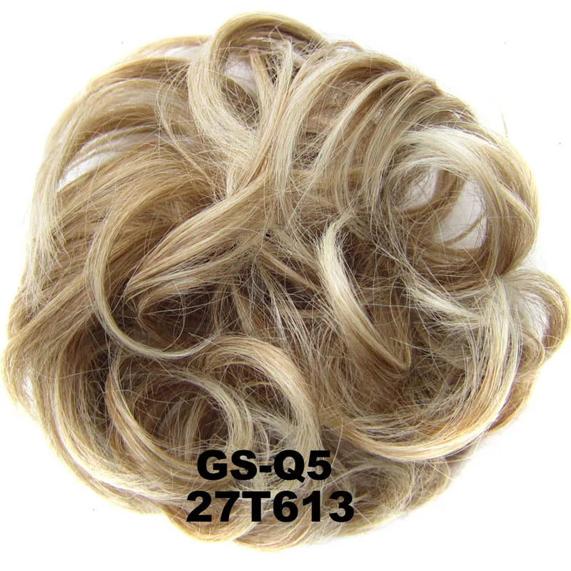 Jeedou Synthetic Messy Curly Hair Bun Chignon Donut Pad Elastic Hair Rope Rubber Band Hairpiece For Woman